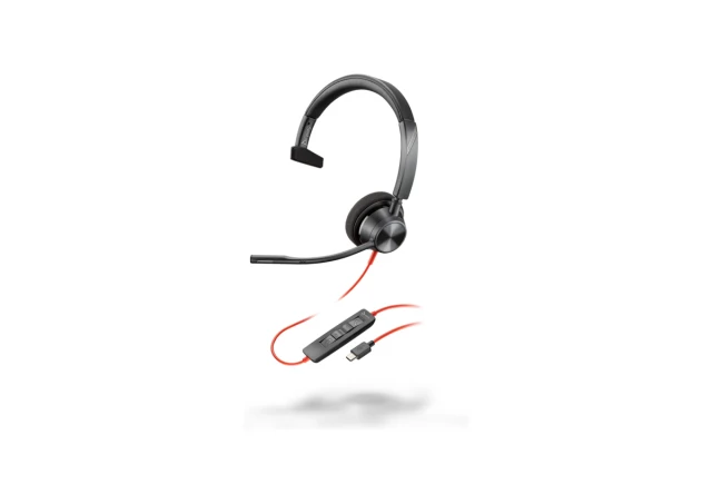 HP Poly Blackwire 3310 Monaural USB C Headset +USB C A Adapter 2yw