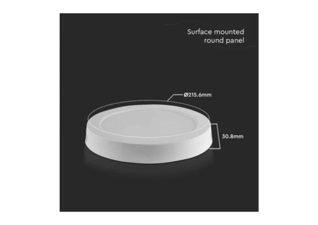 V-TAC LED Deckenleuchte Rund – 18 W, 190 Mm, Warmweiß 3000 K, Chrom Glänzend | Flache Aufbauleuchte Für Decke