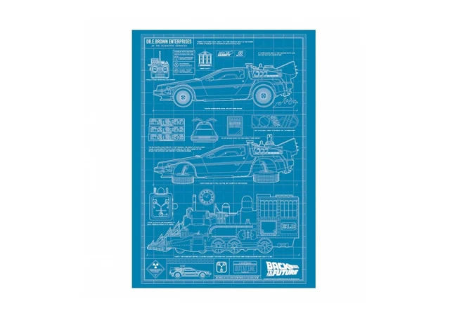 Time Machine Backdraft Design Back to the Future Time Machine Blueprint Art Print - Cena ...